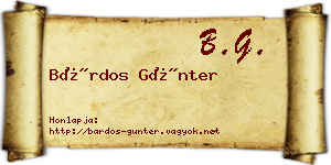 Bárdos Günter névjegykártya